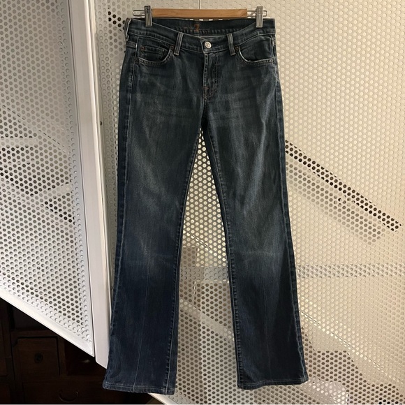 7 For All Mankind Bootcut Jeans Low Rise Size 29 Premium Stretch Denim - Picture 2 of 13